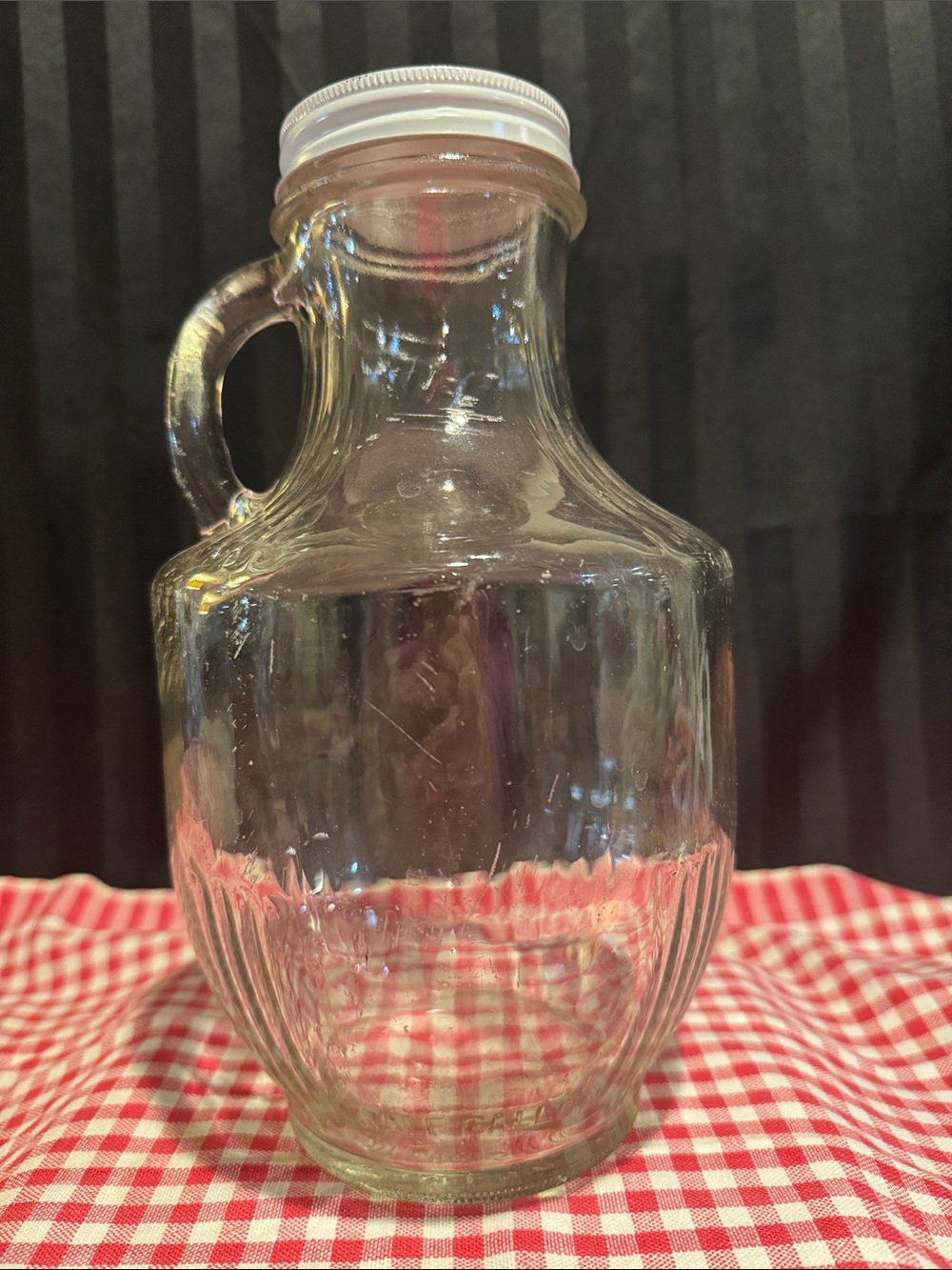 Vintage 'Speas U-Sav-It' Glass Pitcher with White Screw Cap